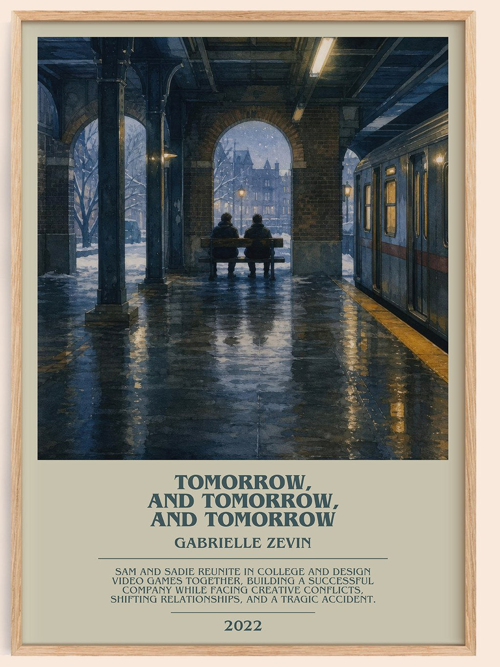 Tomorrow, and Tomorrow, and Tomorrow bookish book poster by Gabrielle Zevin – framed literary art print