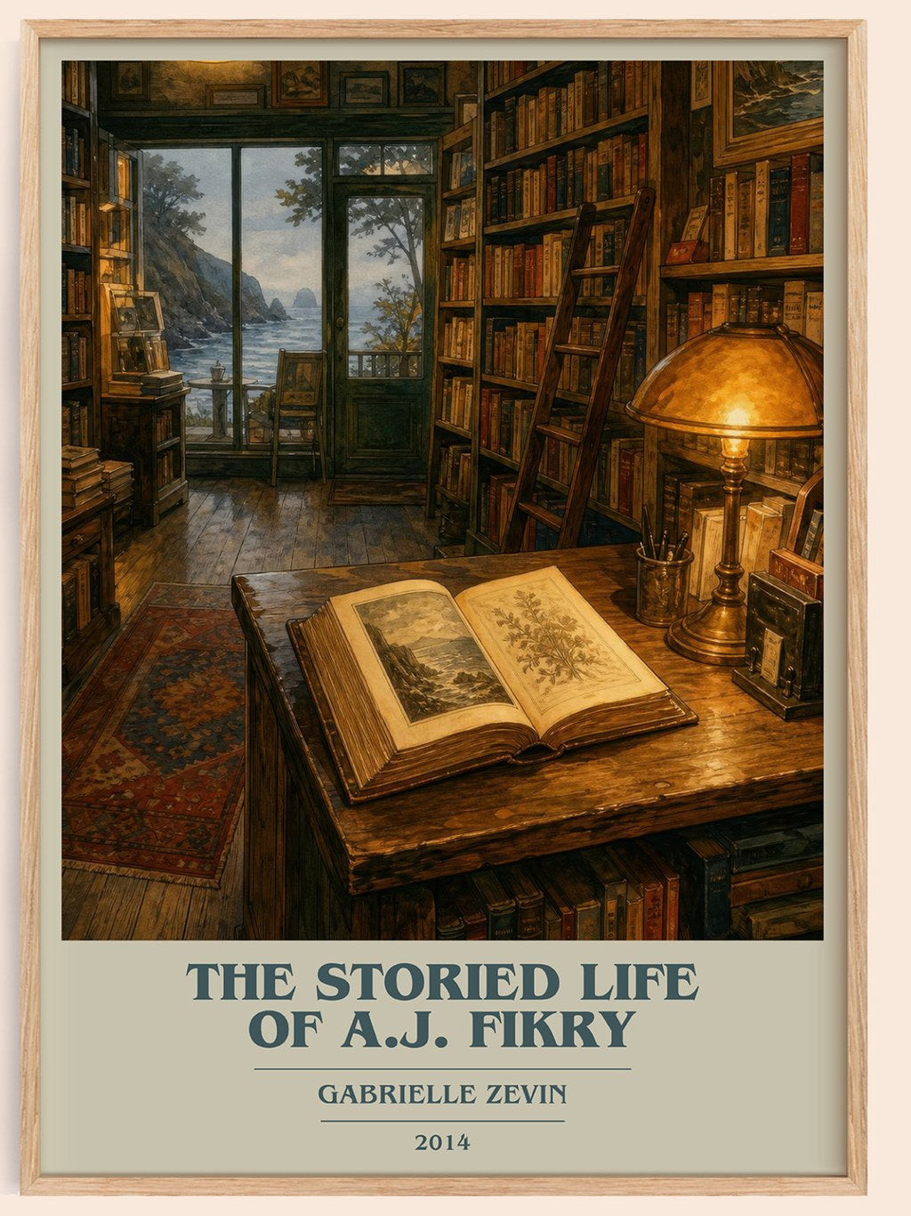 The Storied Life of A.J. Fikry book cover book poster by Gabrielle Zevin – framed literary art print