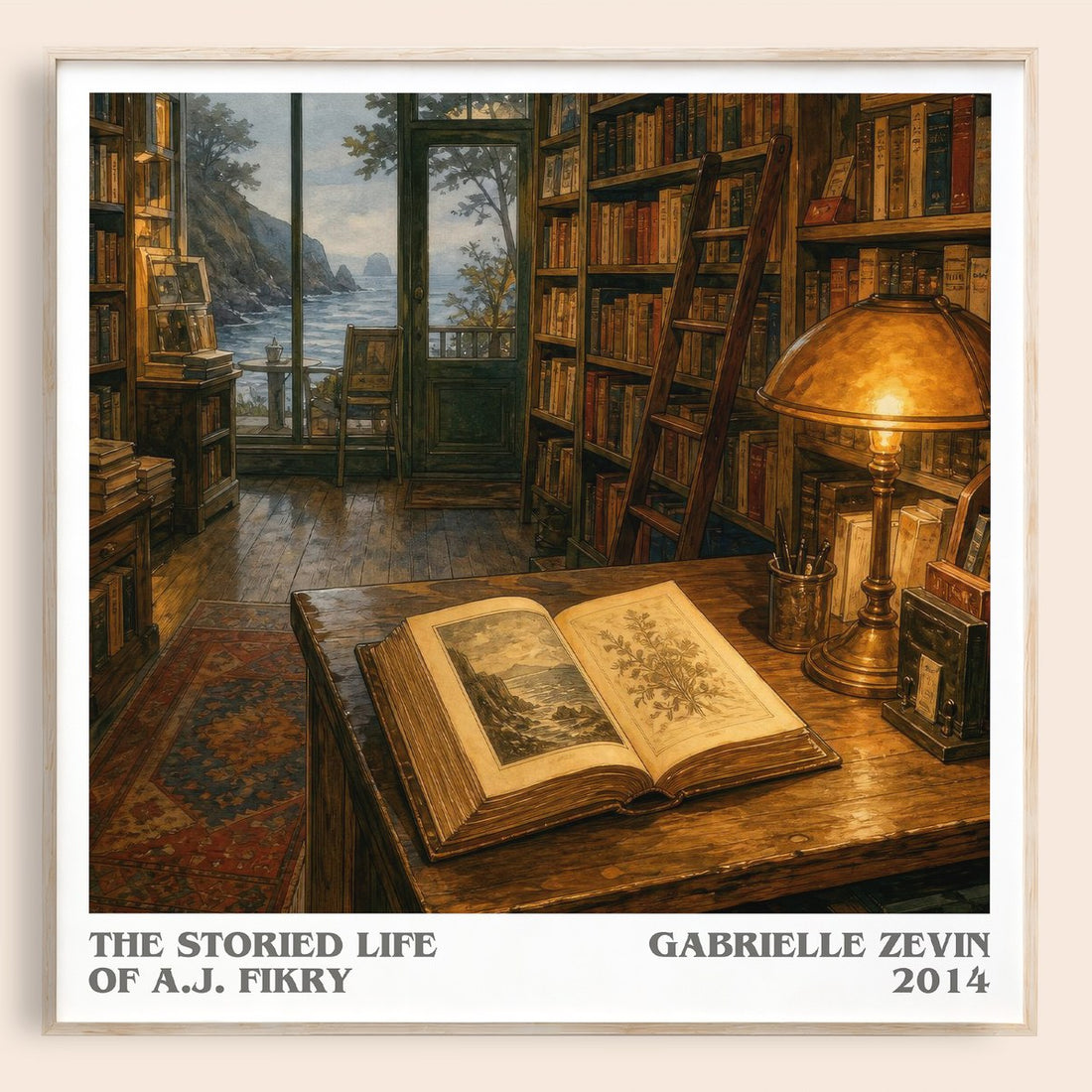 The Storied Life of A.J. Fikry literary book poster by Gabrielle Zevin – framed literary art print