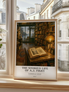 The Storied Life of A.J. Fikry book cover poster colour and style options – Gabrielle Zevin book art