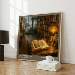 The Storied Life of A.J. Fikry literary print framed by window – literary home decor