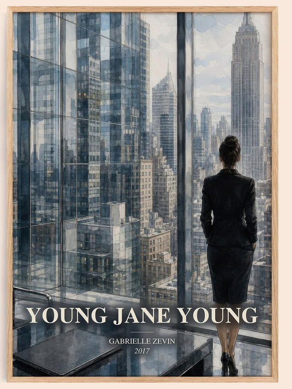 Young Jane Young watercolour book poster by Gabrielle Zevin – framed literary art print
