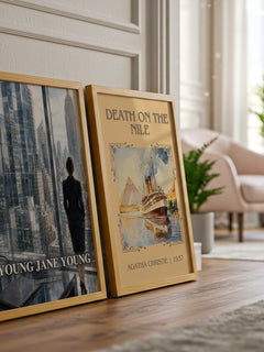 Young Jane Young watercolour print framed by window – literary home decor