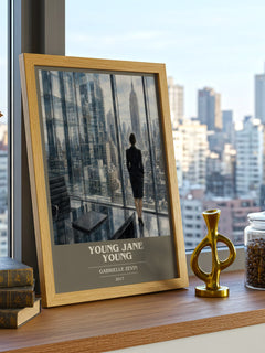 Young Jane Young book cover print framed by window – literary home decor