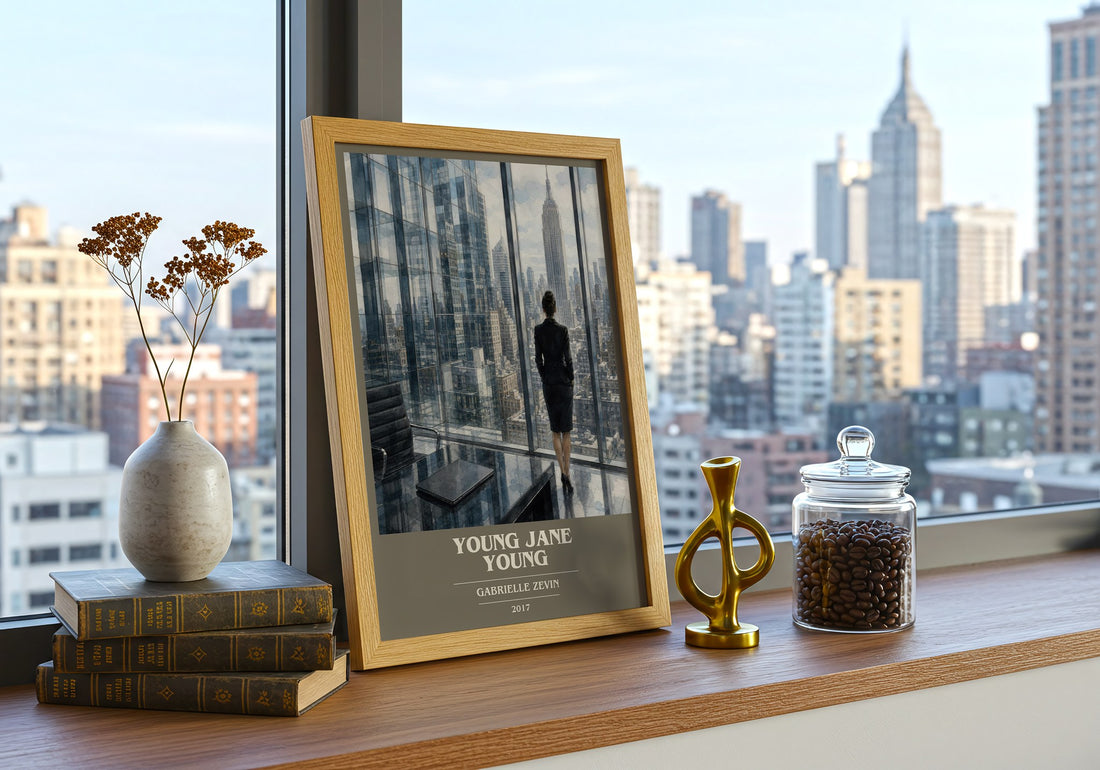 Young Jane Young book cover print framed by window – literary home decor