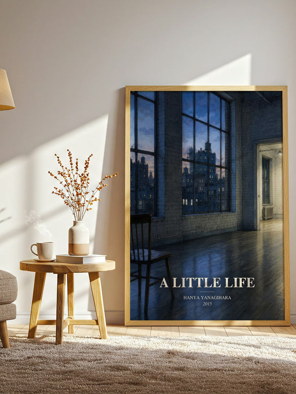 A Little Life watercolour print in frame leaning in hallway – literary fiction wall art