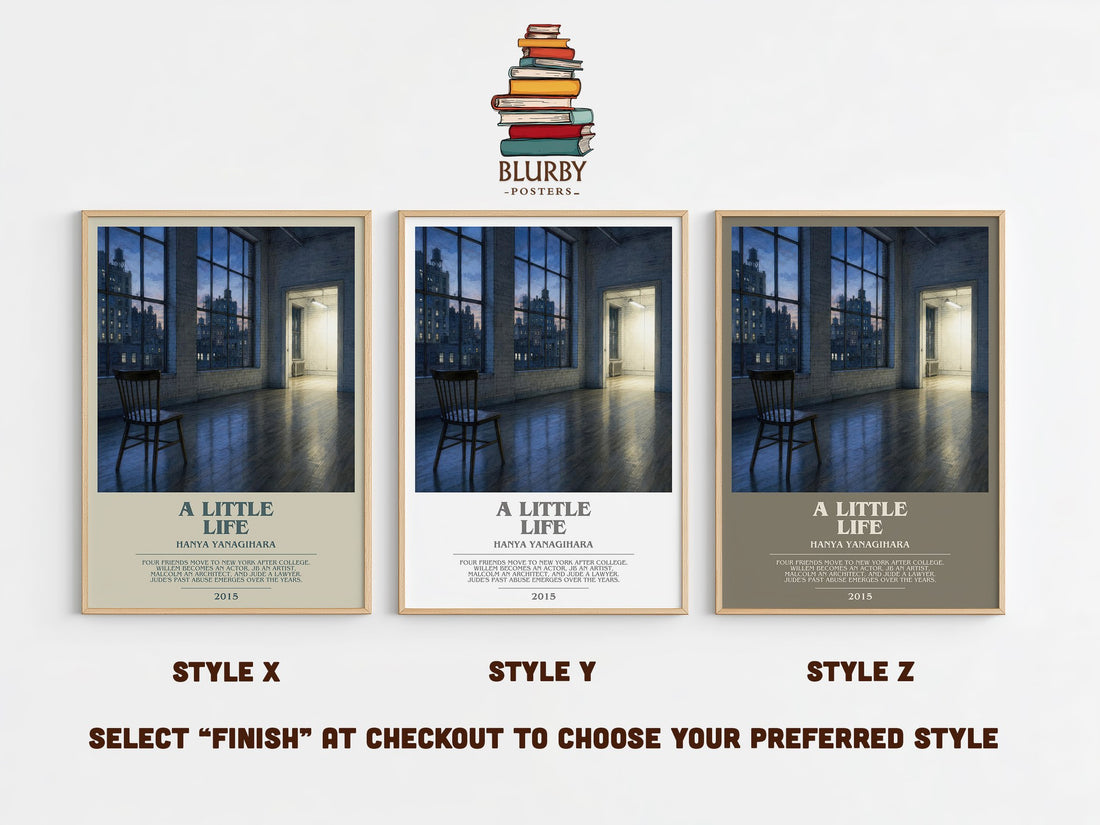 A Little Life bookish print in frame leaning in hallway – literary fiction wall art (mockup)