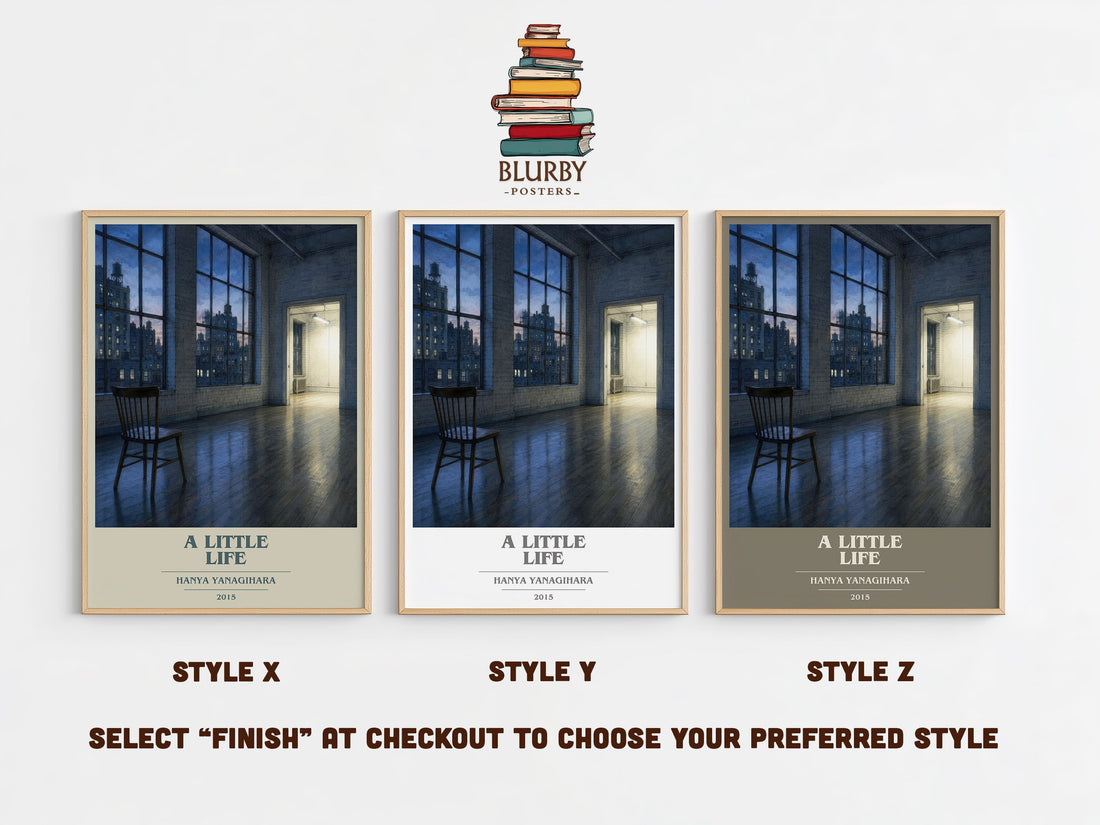A Little Life book cover print in frame leaning in hallway – literary fiction wall art (mockup)