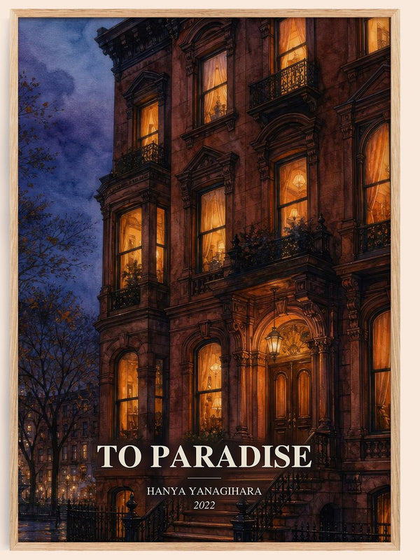 To Paradise watercolour book poster by Hanya Yanagihara – framed literary art print