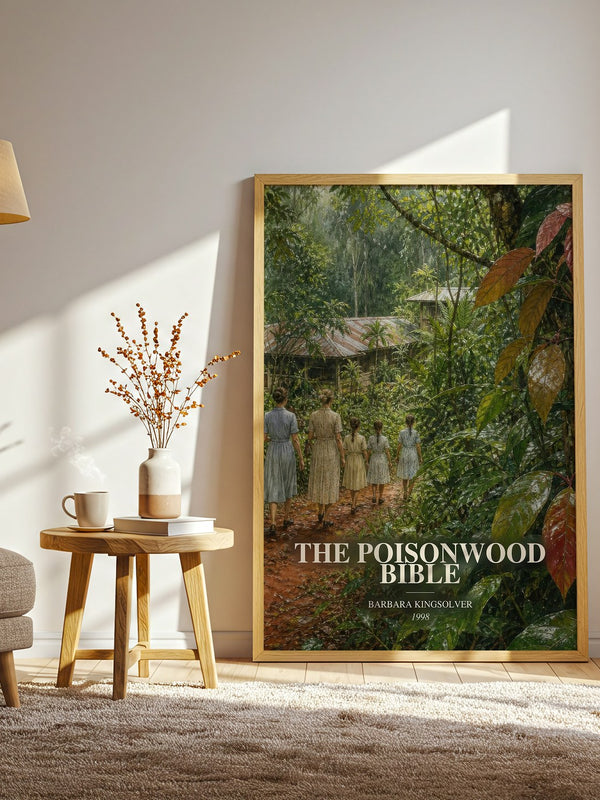 The Poisonwood Bible watercolour print in frame leaning in hallway – literary fiction wall art