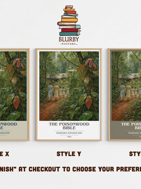 The Poisonwood Bible book cover print in frame leaning in hallway – literary fiction wall art