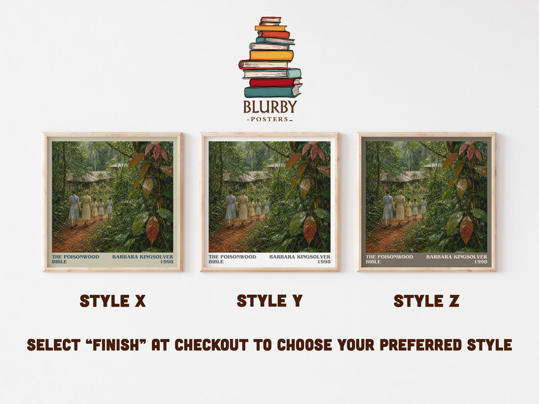 The Poisonwood Bible literary print in frame leaning in hallway – literary fiction wall art (mockup)