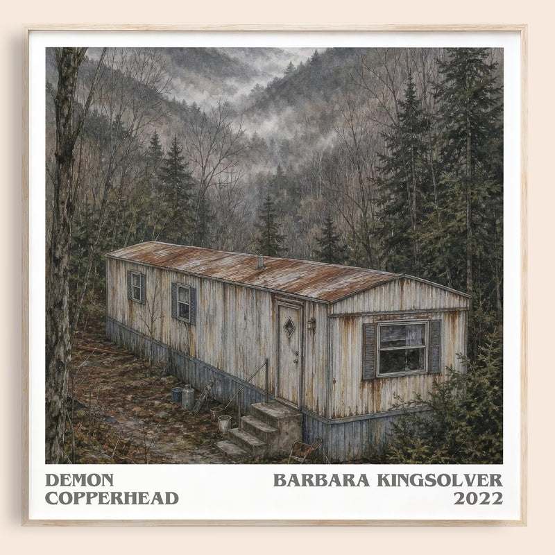Demon Copperhead literary book poster by Barbara Kingsolver – framed literary art print