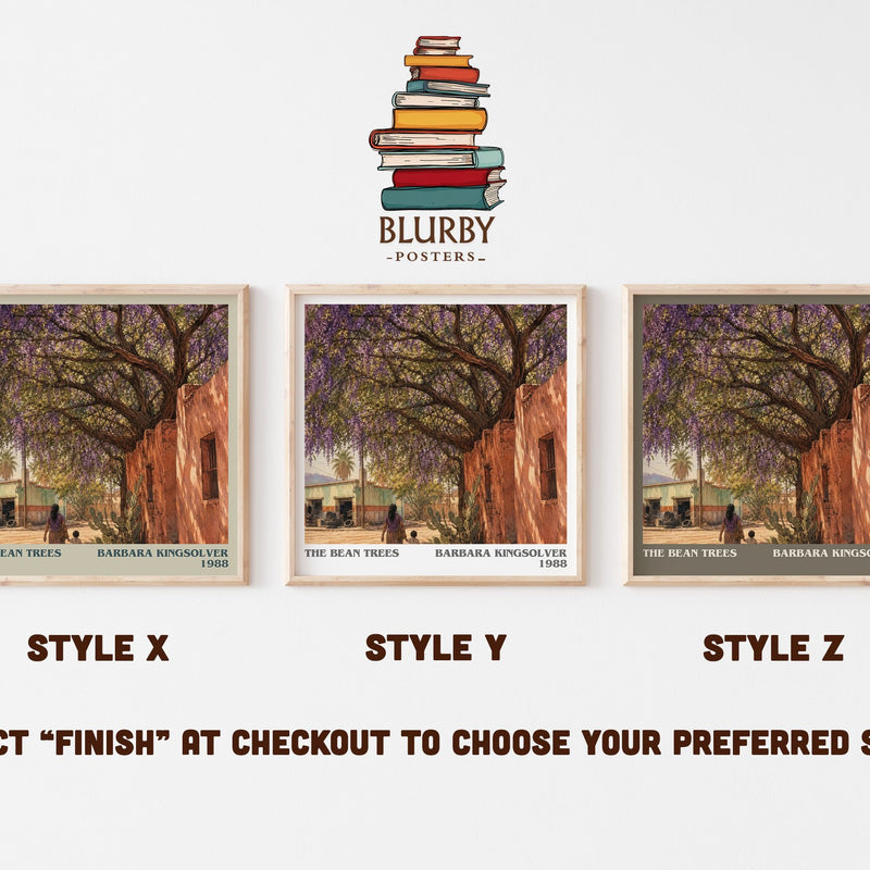 The Bean Trees literary print in frame leaning in hallway – contemporary fiction wall art