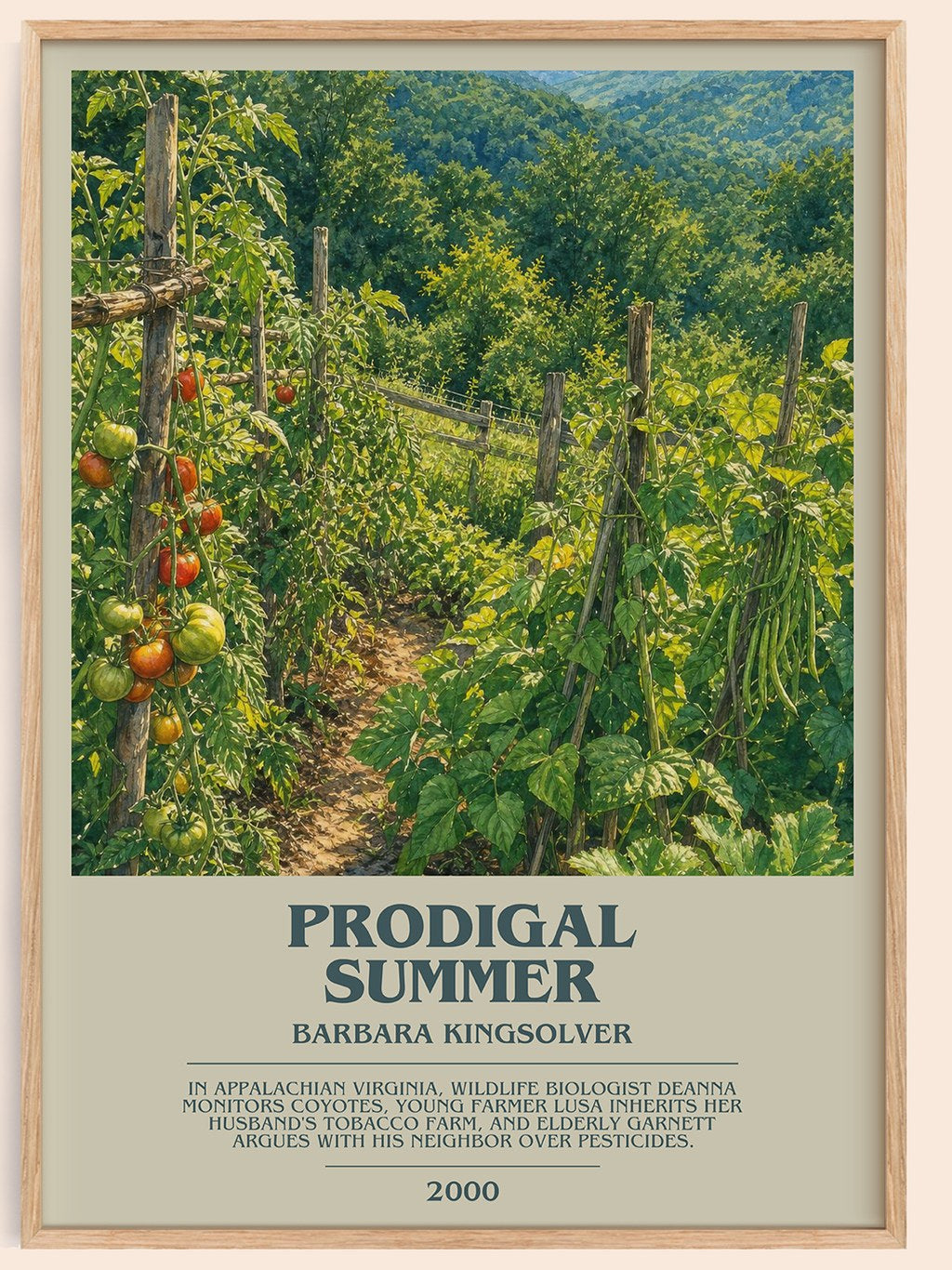 Prodigal Summer bookish book poster by Barbara Kingsolver – framed literary art print
