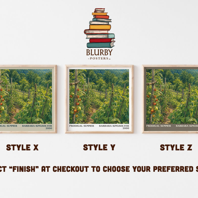 Prodigal Summer literary print in frame leaning in hallway – contemporary fiction wall art