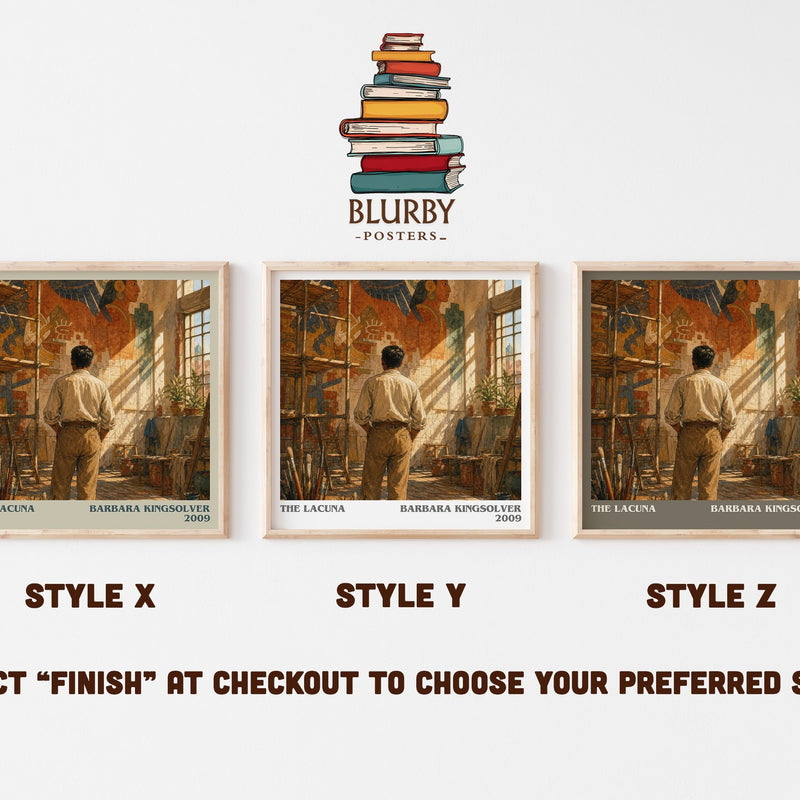 The Lacuna literary print in frame leaning in hallway – historical fiction wall art