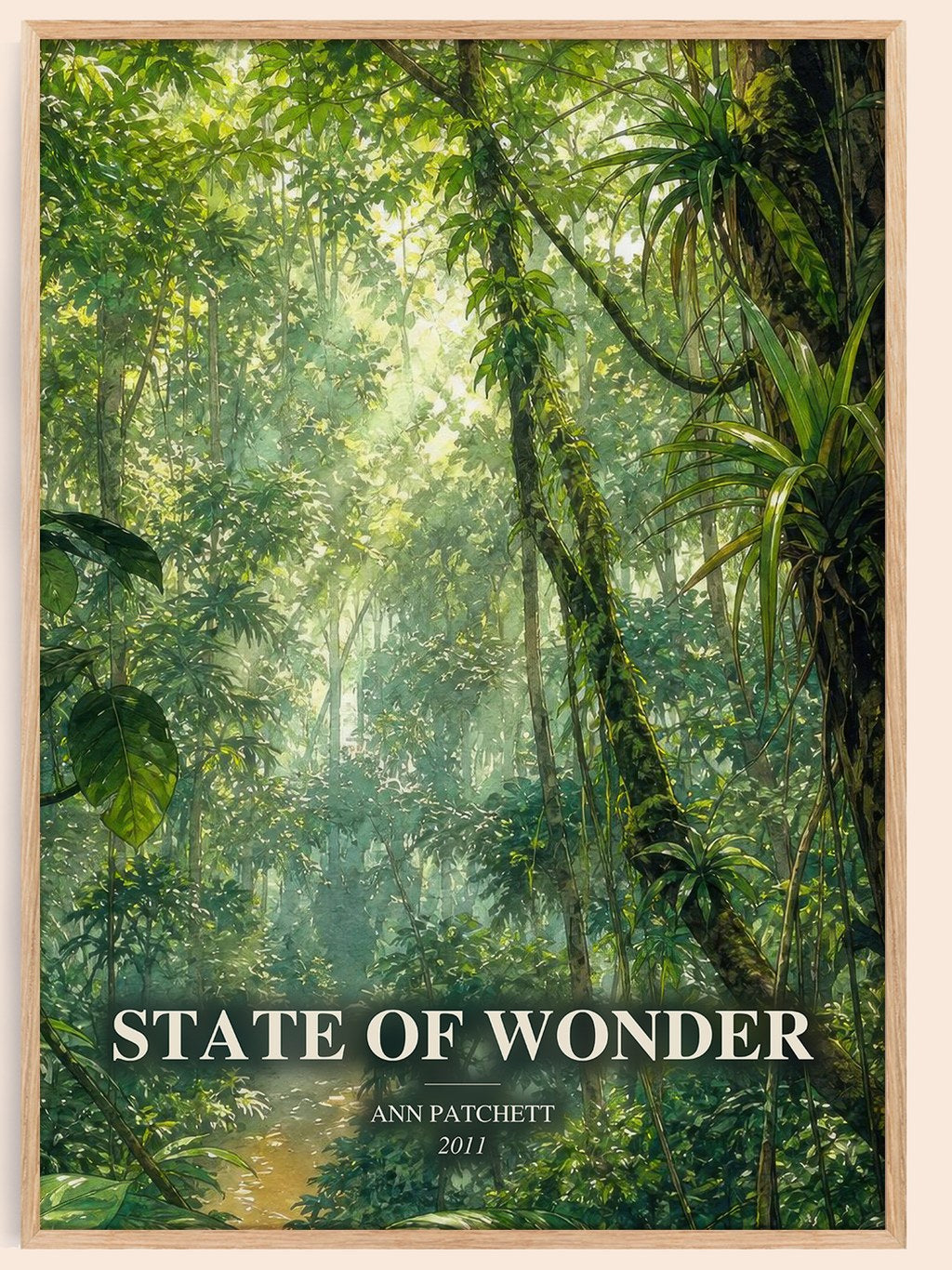 State of Wonder watercolour book poster by Ann Patchett – framed literary art print