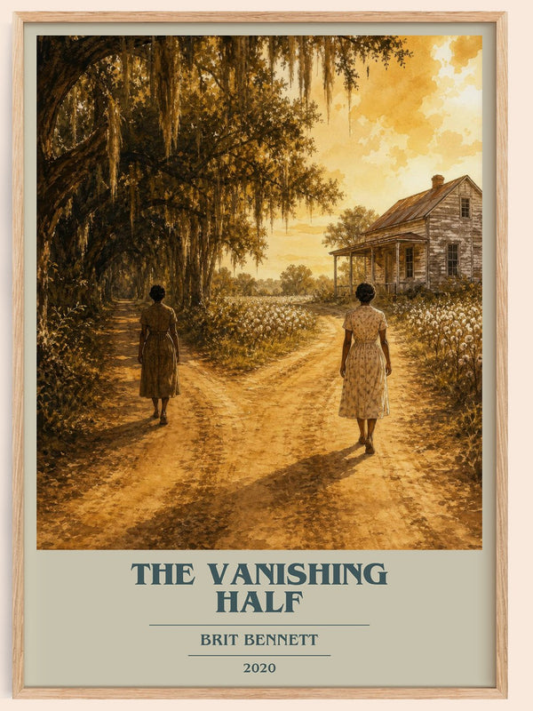 The Vanishing Half book cover book poster by Brit Bennett – framed literary art print