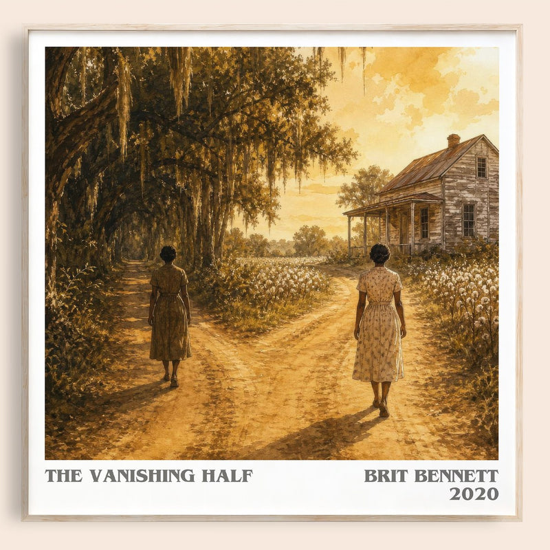 The Vanishing Half literary book poster by Brit Bennett – framed literary art print