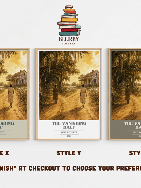 The Vanishing Half book cover print in frame leaning in hallway – contemporary fiction wall art