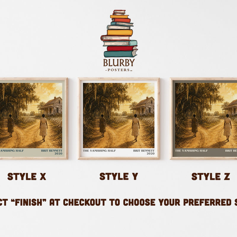 The Vanishing Half literary print in frame leaning in hallway – contemporary fiction wall art