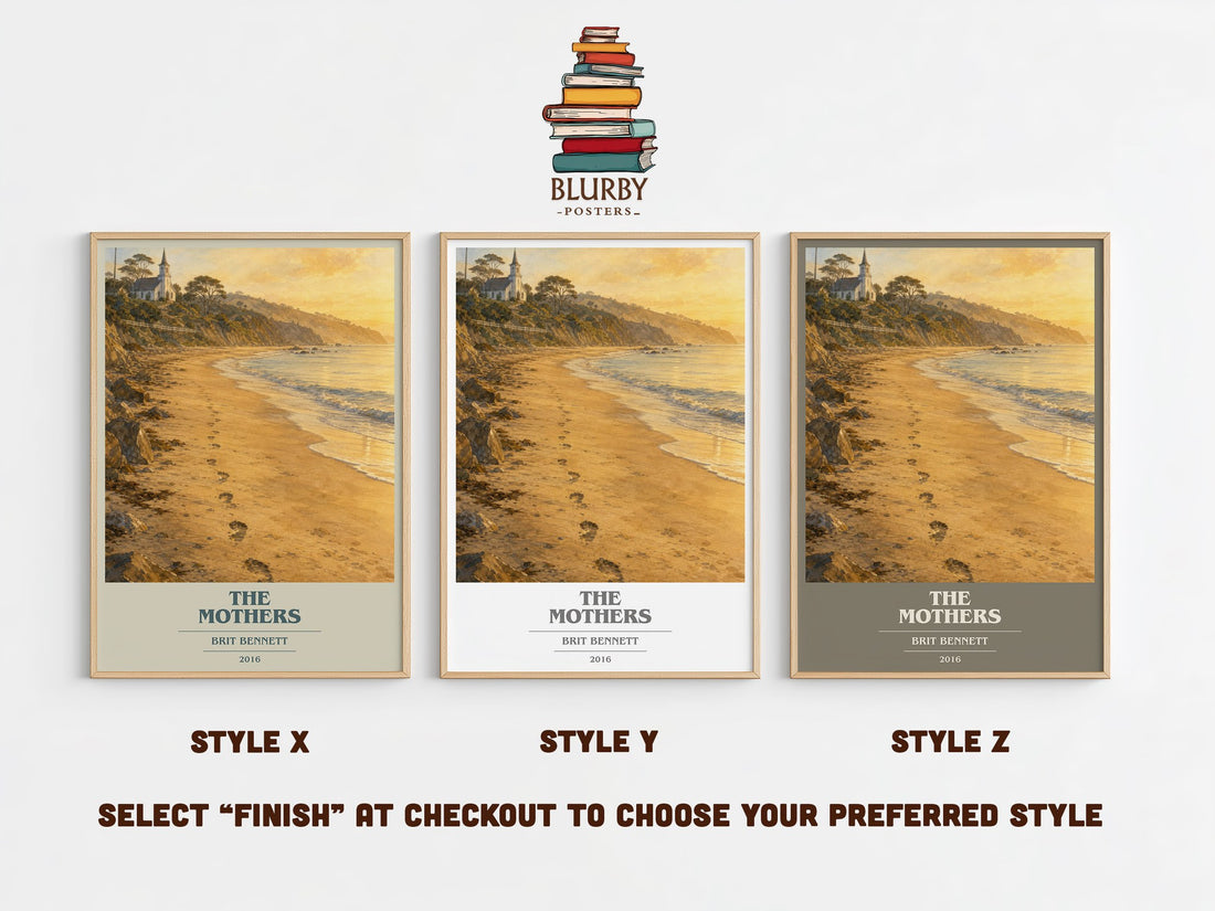 The Mothers book cover print in frame leaning in hallway – contemporary fiction wall art (mockup)