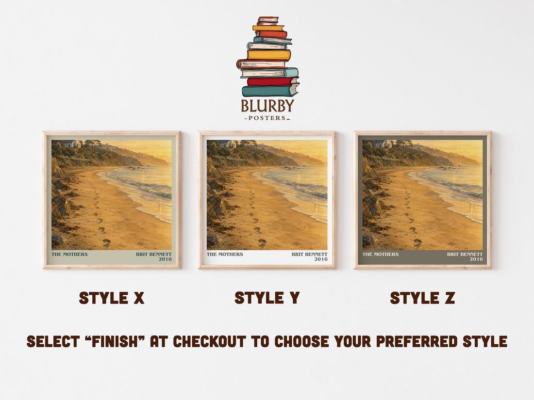 The Mothers literary print in frame leaning in hallway – contemporary fiction wall art (mockup)