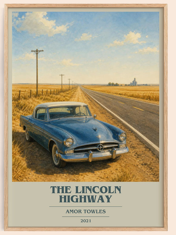 The Lincoln Highway book cover book poster by Amor Towles – framed literary art print