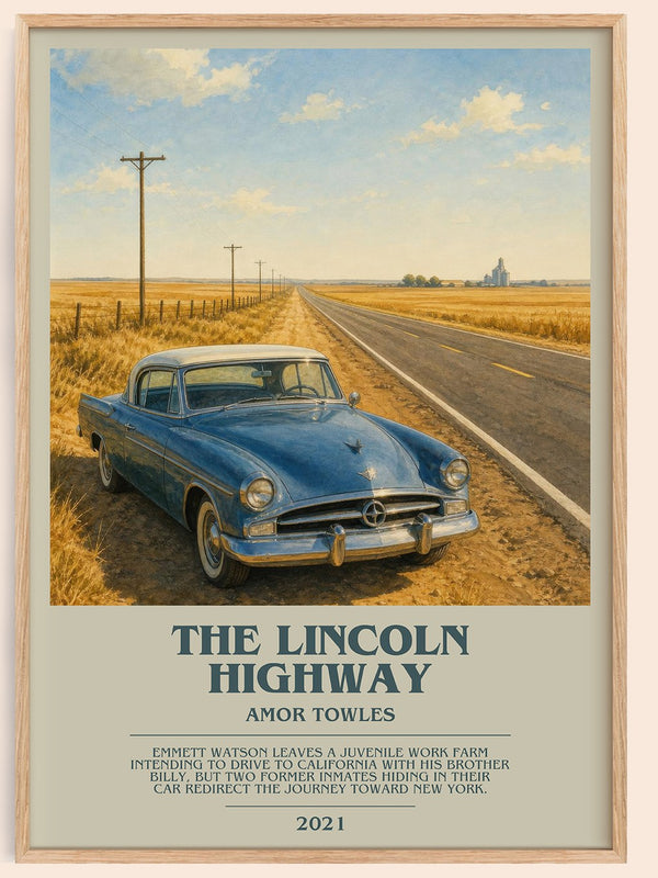 The Lincoln Highway bookish book poster by Amor Towles – framed literary art print