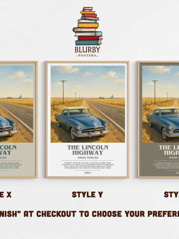 The Lincoln Highway bookish print in frame leaning in hallway – literary fiction wall art