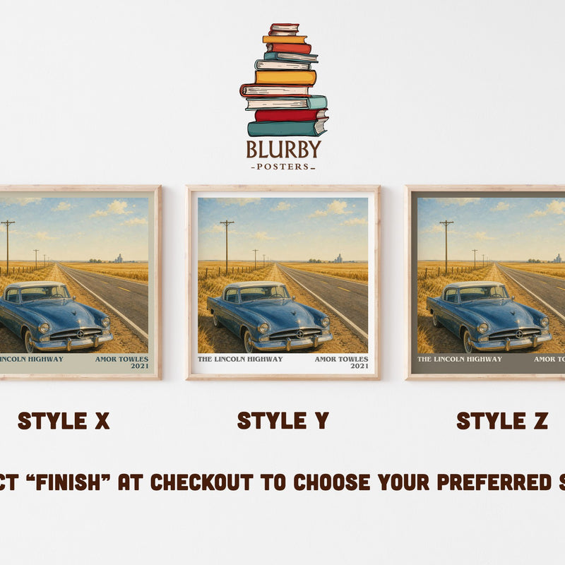 The Lincoln Highway literary print in frame leaning in hallway – literary fiction wall art