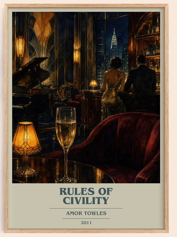 Rules of Civility book cover book poster by Amor Towles – framed literary art print