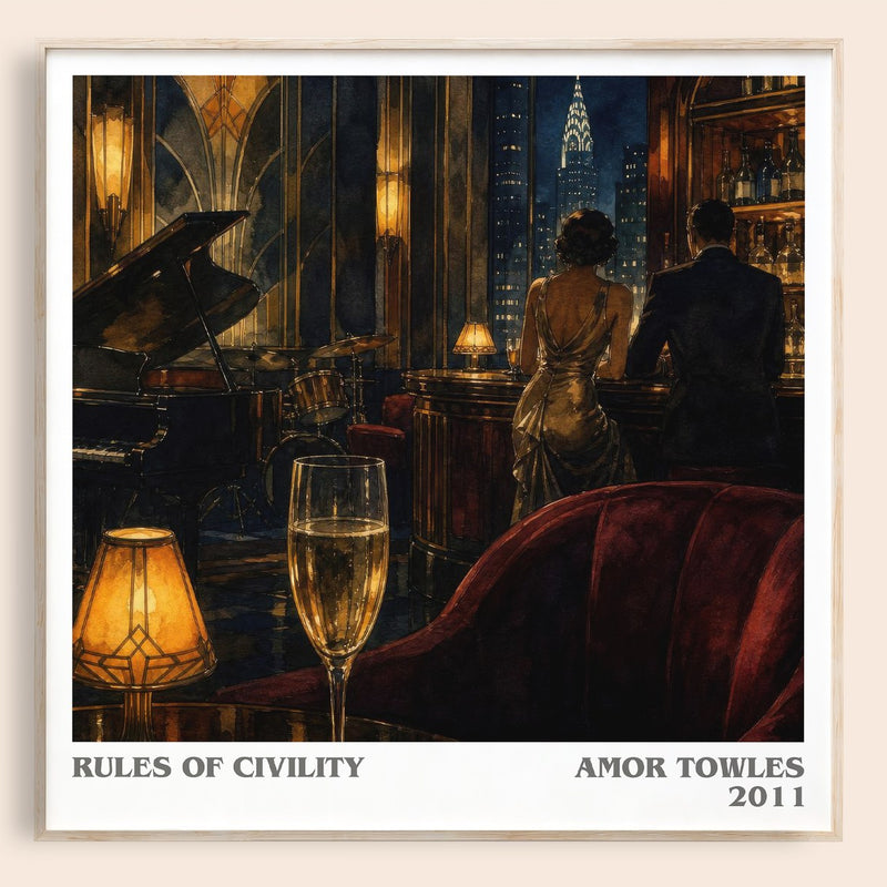 Rules of Civility literary book poster by Amor Towles – framed literary art print