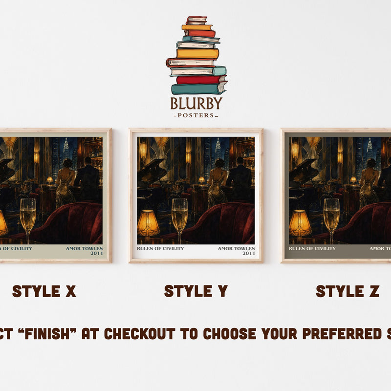 Rules of Civility literary print in frame leaning in hallway – historical fiction wall art