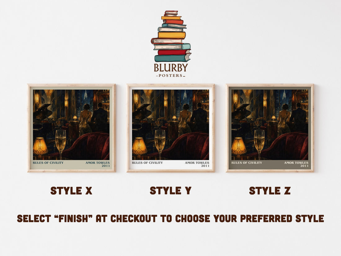 Rules of Civility literary print in frame leaning in hallway – historical fiction wall art (mockup)