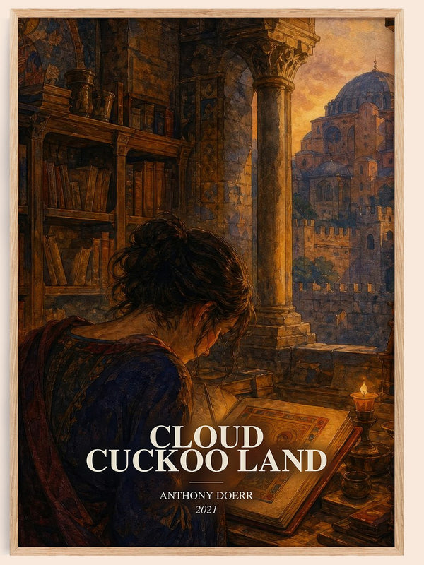 Cloud Cuckoo Land watercolour book poster by Anthony Doerr – framed literary art print