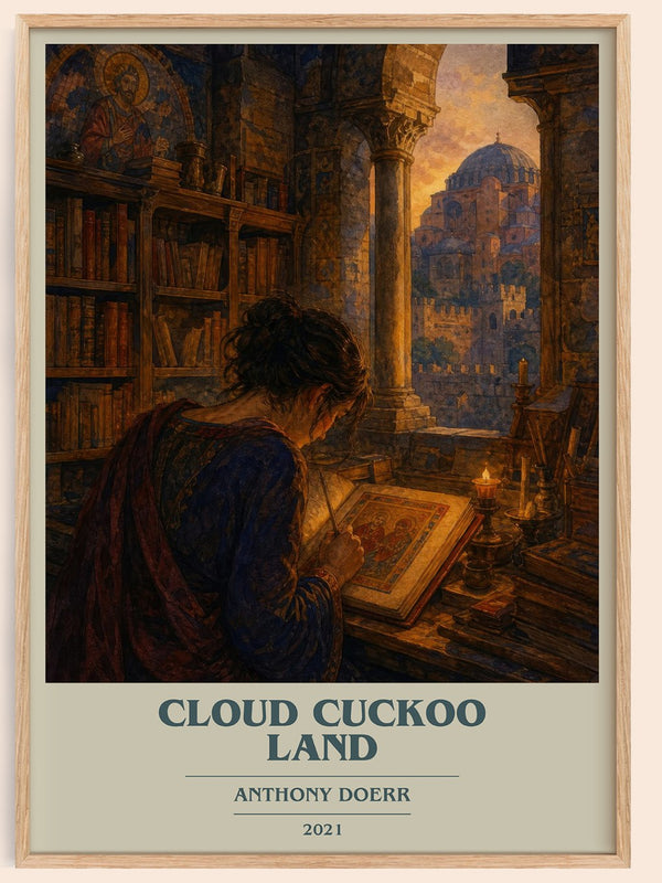 Cloud Cuckoo Land book cover book poster by Anthony Doerr – framed literary art print