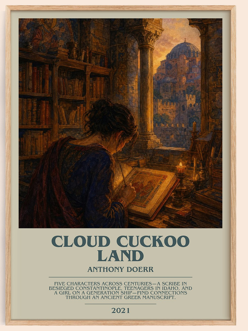 Cloud Cuckoo Land bookish book poster by Anthony Doerr – framed literary art print