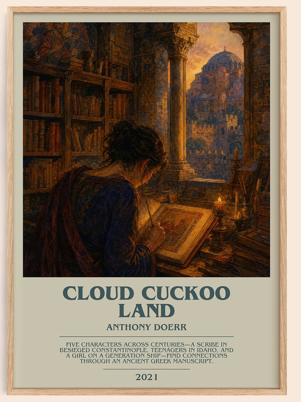 Cloud Cuckoo Land bookish book poster by Anthony Doerr – framed literary art print