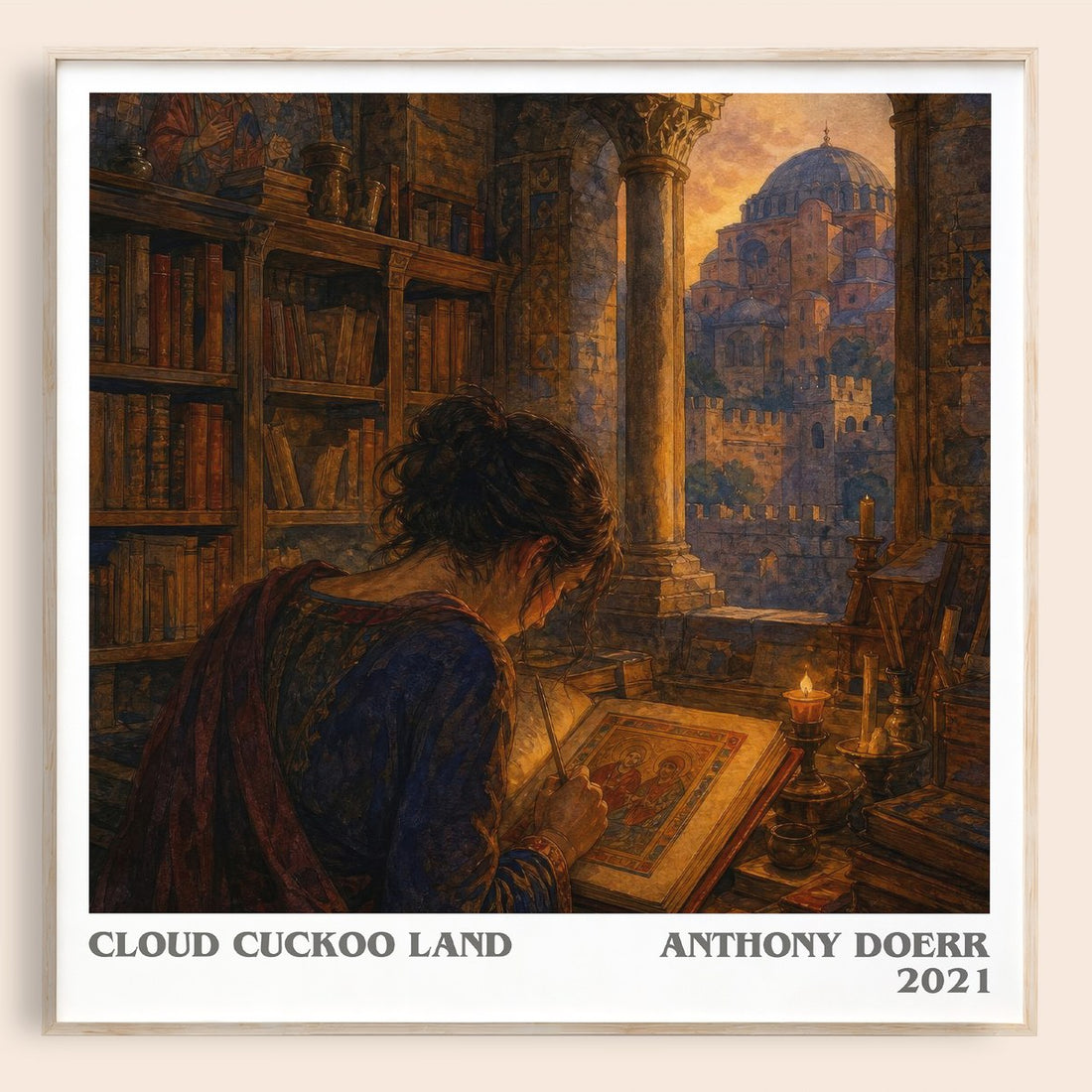 Cloud Cuckoo Land literary book poster by Anthony Doerr – framed literary art print