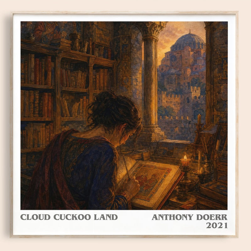 Cloud Cuckoo Land literary book poster by Anthony Doerr – framed literary art print