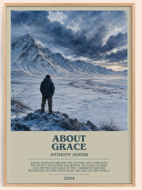 About Grace bookish book poster by Anthony Doerr – framed literary art print