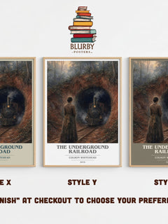 The Underground Railroad book cover print in frame leaning in hallway – historical fiction wall art