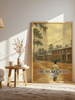 The Nickel Boys watercolour print in frame leaning in hallway – literary fiction wall art