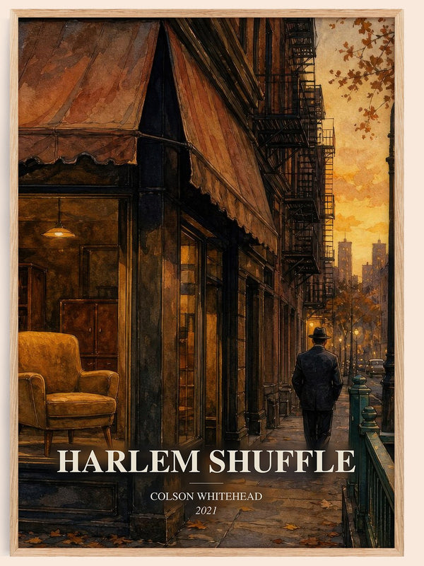 Harlem Shuffle watercolour book poster by Colson Whitehead – framed literary art print