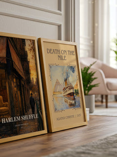 Harlem Shuffle watercolour print framed by window – literary home decor