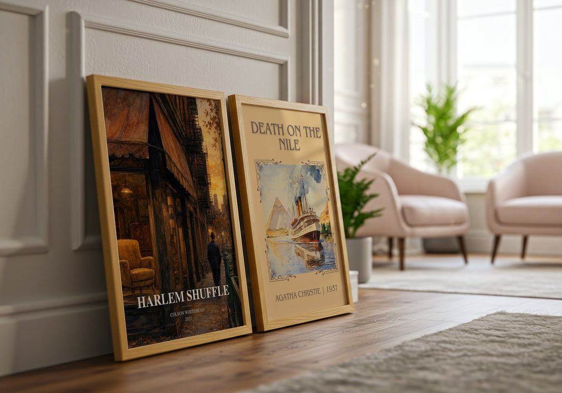 Harlem Shuffle watercolour print framed by window – literary home decor