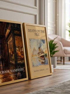 Crook Manifesto watercolour print framed by window – literary home decor