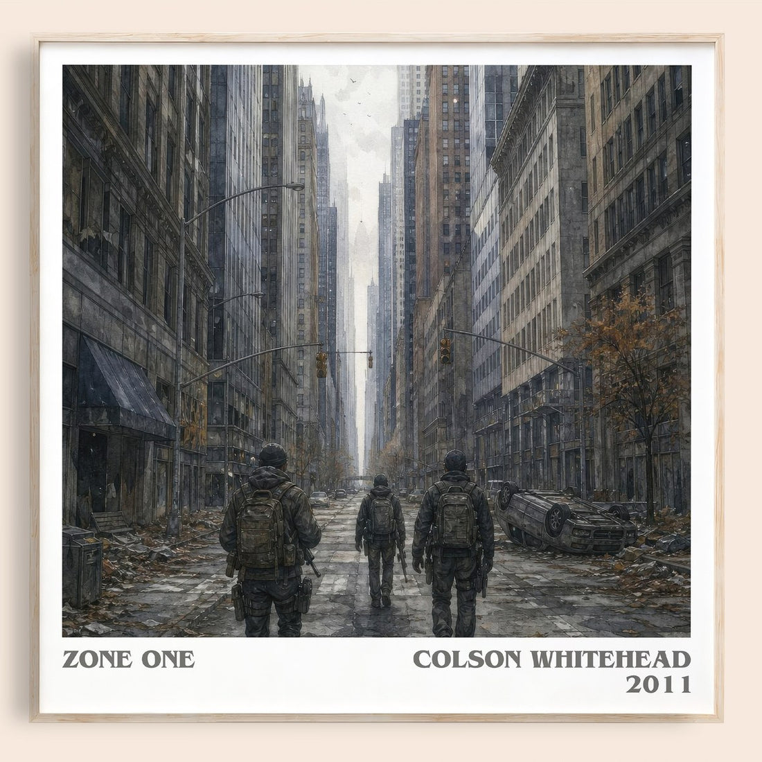 Zone One literary book poster by Colson Whitehead – framed literary art print